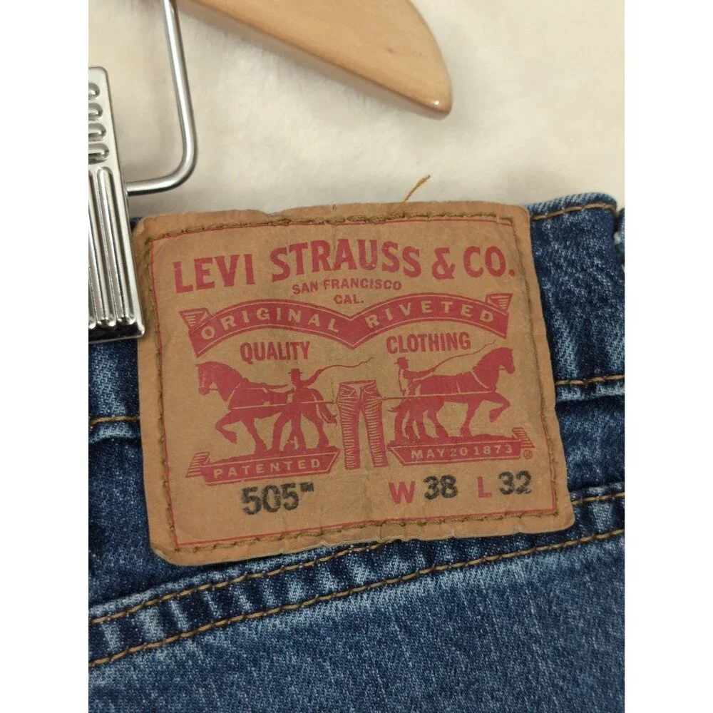 Levis 505 Jeans Mens 38 x 32 Measure 38 x‎ 28.5 Blue Straight Leg Regular Fit